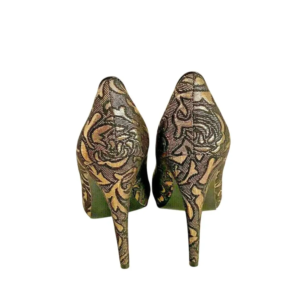 Nine West High Heel Platform Pumps Black & Gold 7M